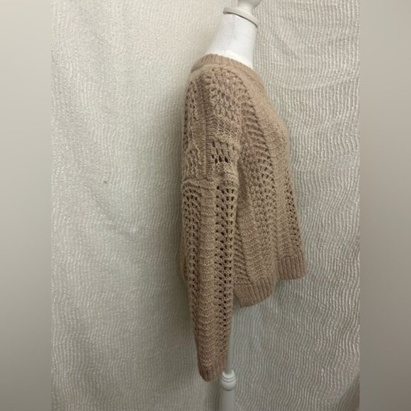 Madewell Windemere Pointelle Sweater M Bisque Beige Wool Alpaca Soft Pullover - Picture 3 of 12
